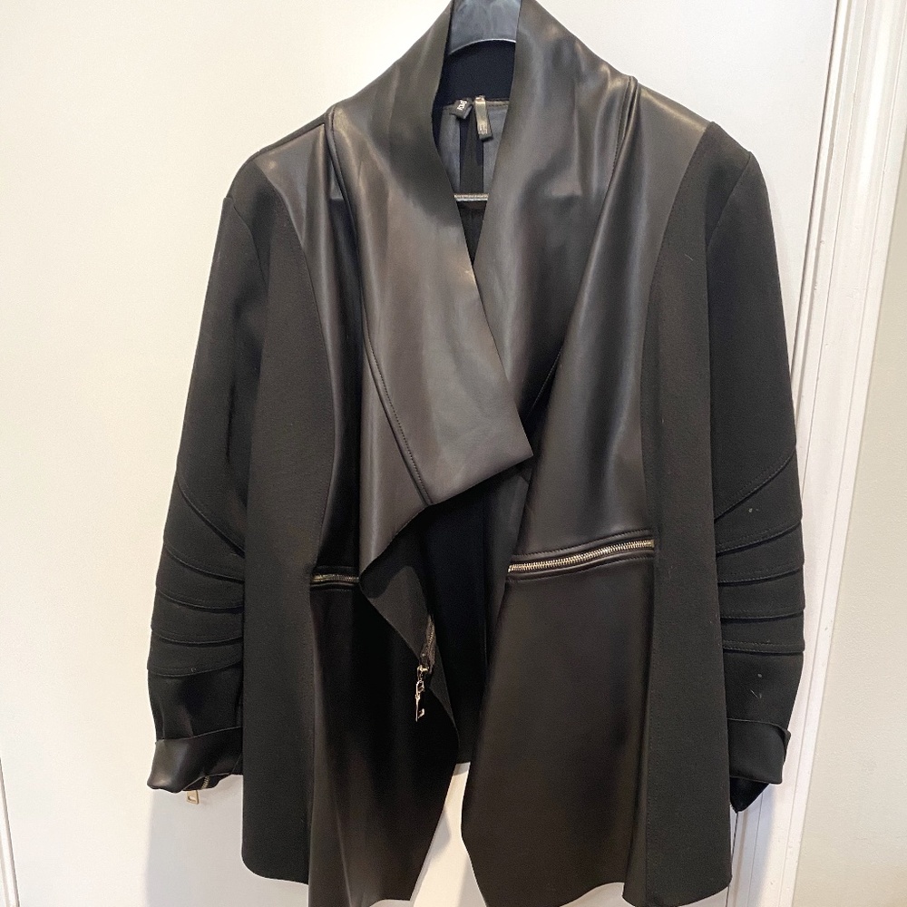 Faux Leather/Poly Black Jacket. Sz Large